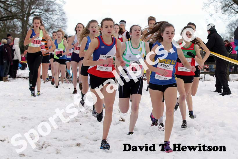 19 Abbi Hetherington (Carlisle Aspatria AC) and Lydia Turner (Birtley) who finished 3rd soon after the start of the under-17 womens Northern Cross Country Championships.